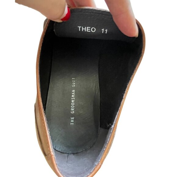 The Groom\'s Suit Men\'s 11 Leather THEO Dress Shoes Lace Up Oxfords Dark Brown main image 4